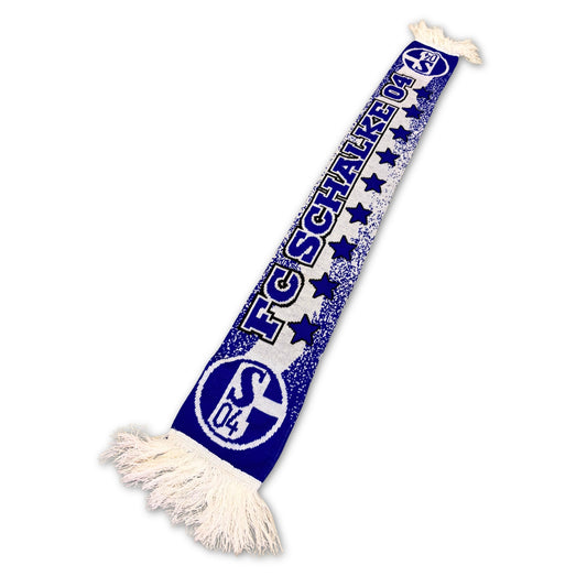 Bufanda de fútbol vintage FC Schalke 04 estrellas azul y blanca