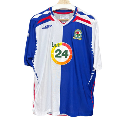 Camiseta Blackburn Rovers Umbro 2007 2008 Local Azul Blanco