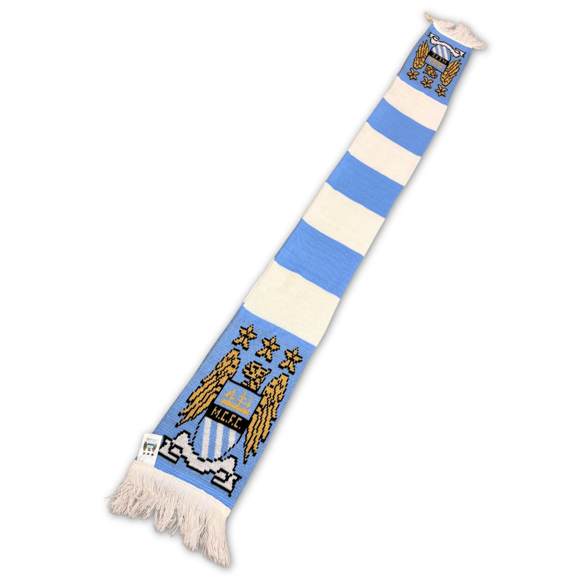 Bufanda de fútbol oficial Manchester City franjas celestes y blancas