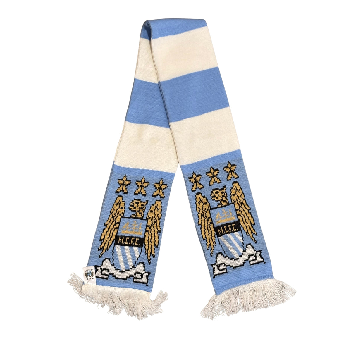 Bufanda de fútbol oficial Manchester City franjas celestes y blancas