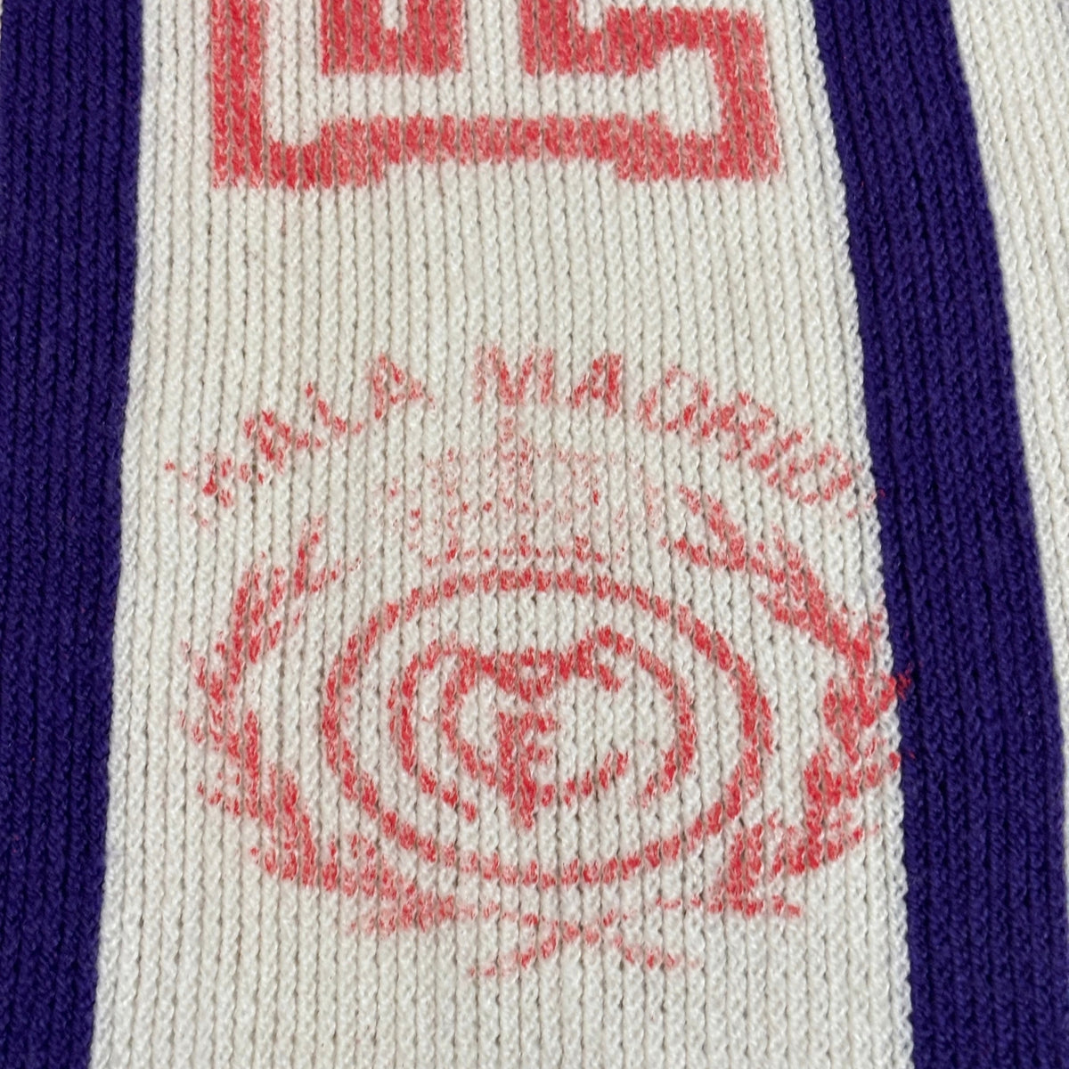 Bufanda de fútbol vintage Real Madrid serigrafiada años 80