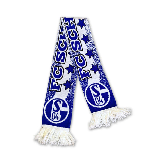 Bufanda de fútbol vintage FC Schalke 04 estrellas azul y blanca