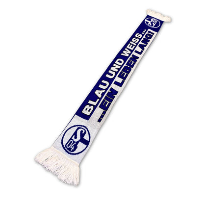 Bufanda de fútbol FC Schalke 04 Ein Leben lang azul y blanca