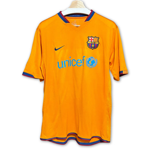 camiseta de futbol del fc barcelona 2006 2007 segunda equipacion naranja alternativa visitante nike