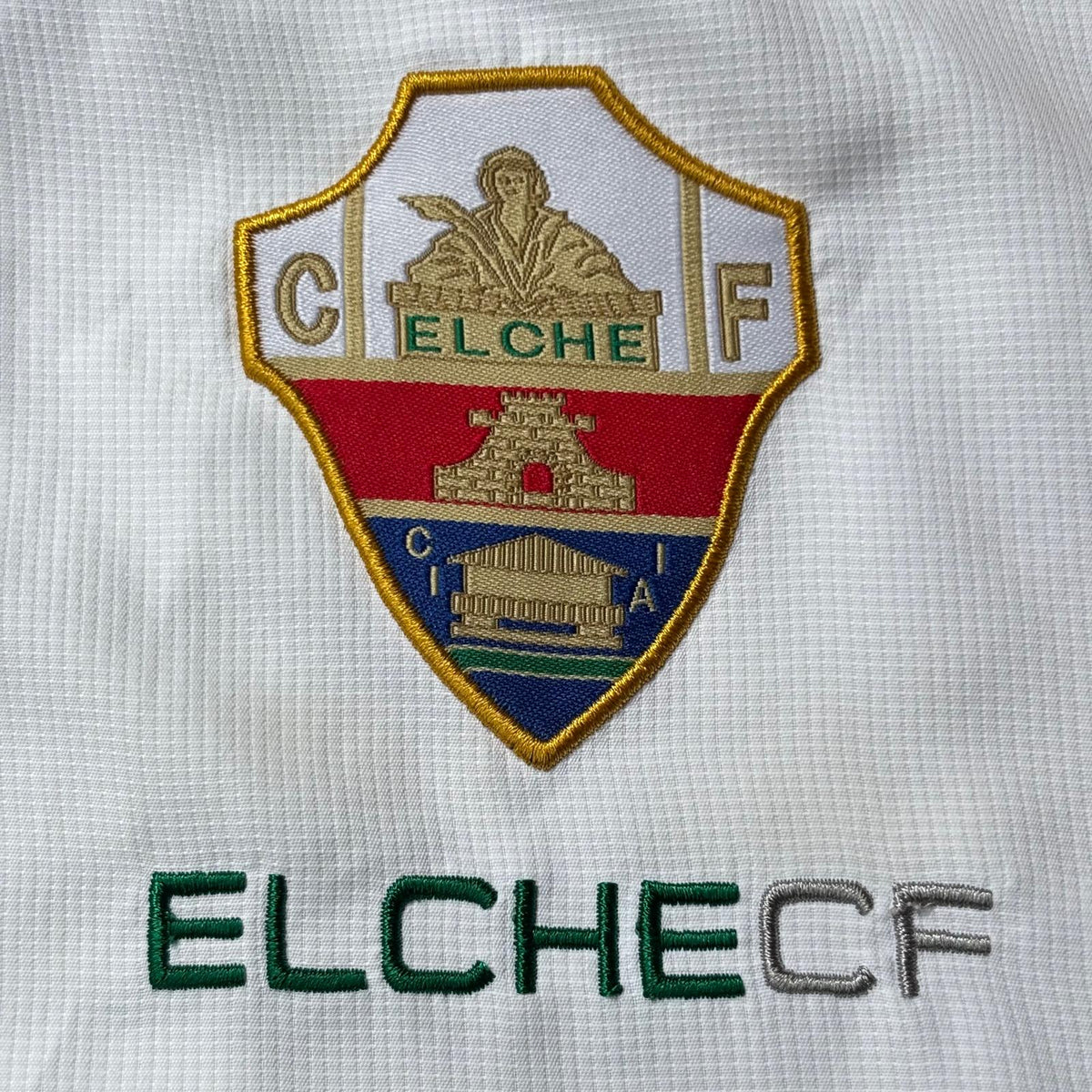 Chaqueta de fútbol Elche CF 2013-2014 Acerbis blanca y verde