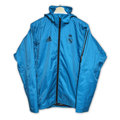 Chaqueta de fútbol impermeable Real Madrid 2017-2018 Adidas turquesa
