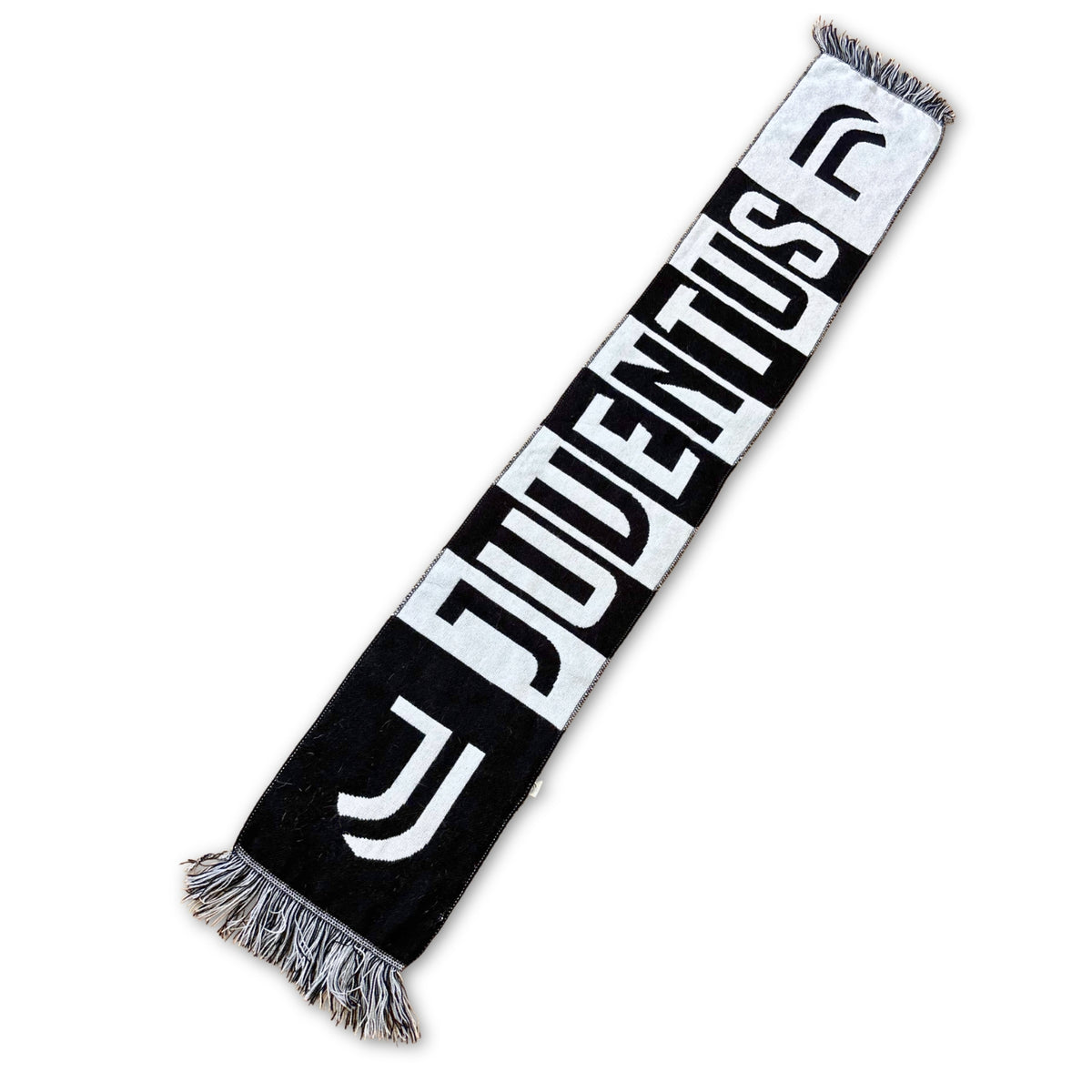 Bufanda de fútbol oficial Juventus blanca y negra