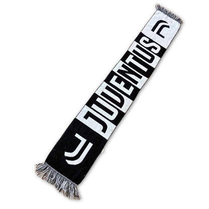 Bufanda de fútbol oficial Juventus blanca y negra