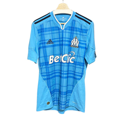Camiseta Olympique Marsella Adidas 2010 2011 azul cuadros visitante segunda equipacion