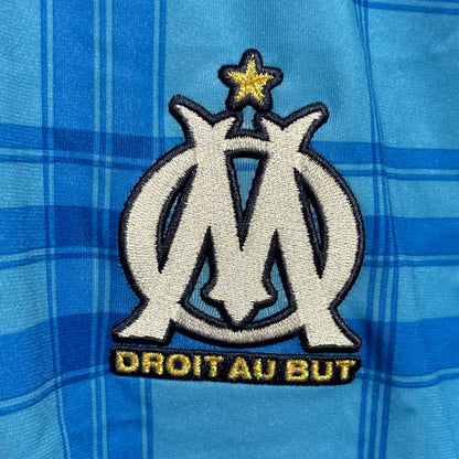 Camiseta Olympique Marsella Adidas 2010 2011 azul cuadros visitante segunda equipacion