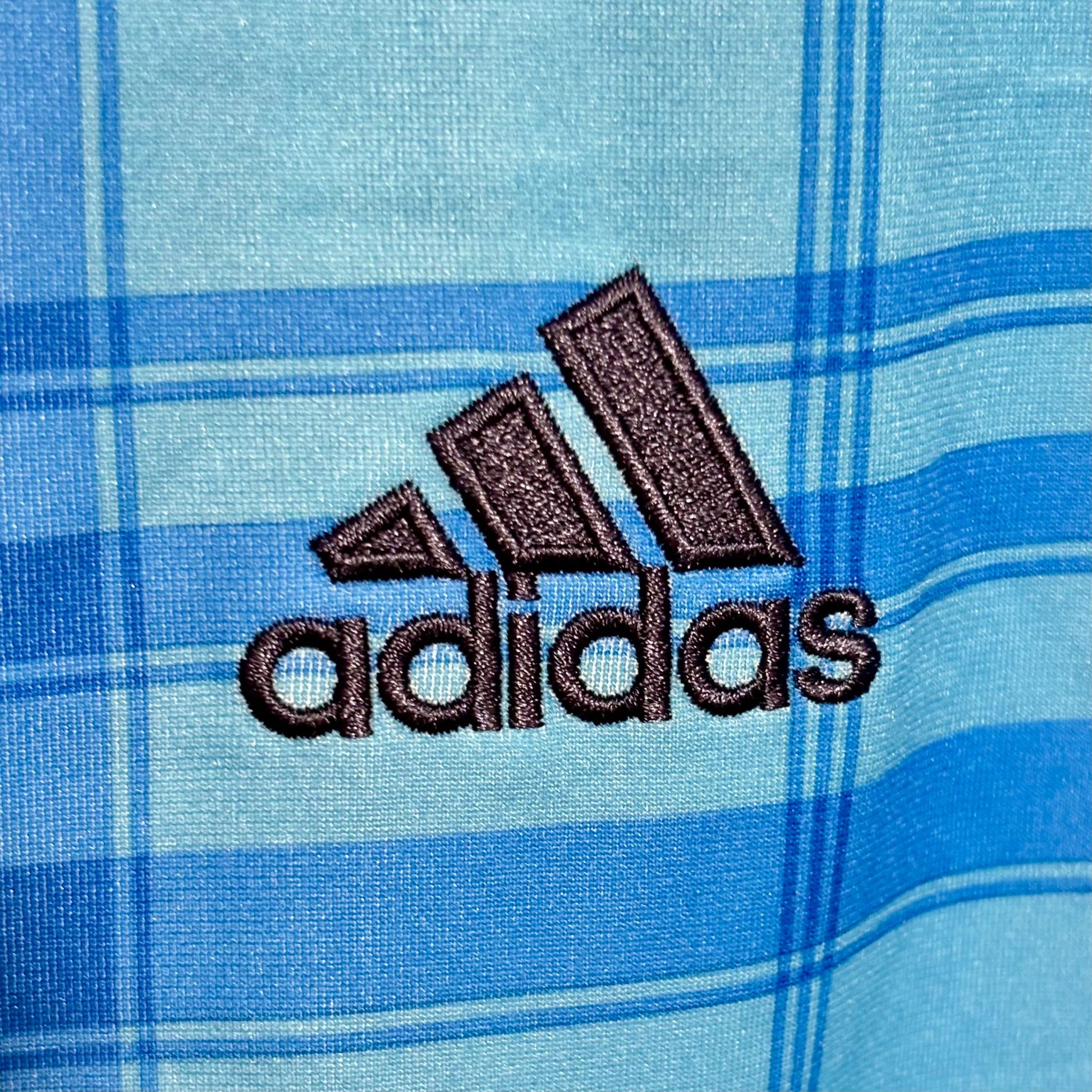 Camiseta Olympique Marsella Adidas 2010 2011 azul cuadros visitante segunda equipacion