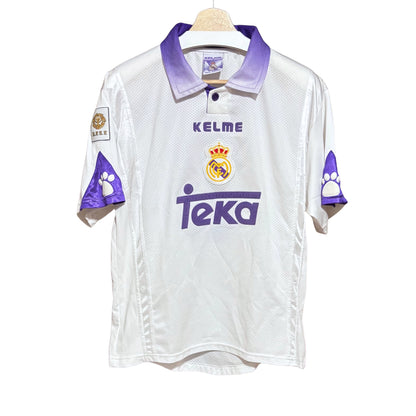 real madrid home jersey primera camiseta local 3 roberto carlos 1997 1998 kelme blanco morado