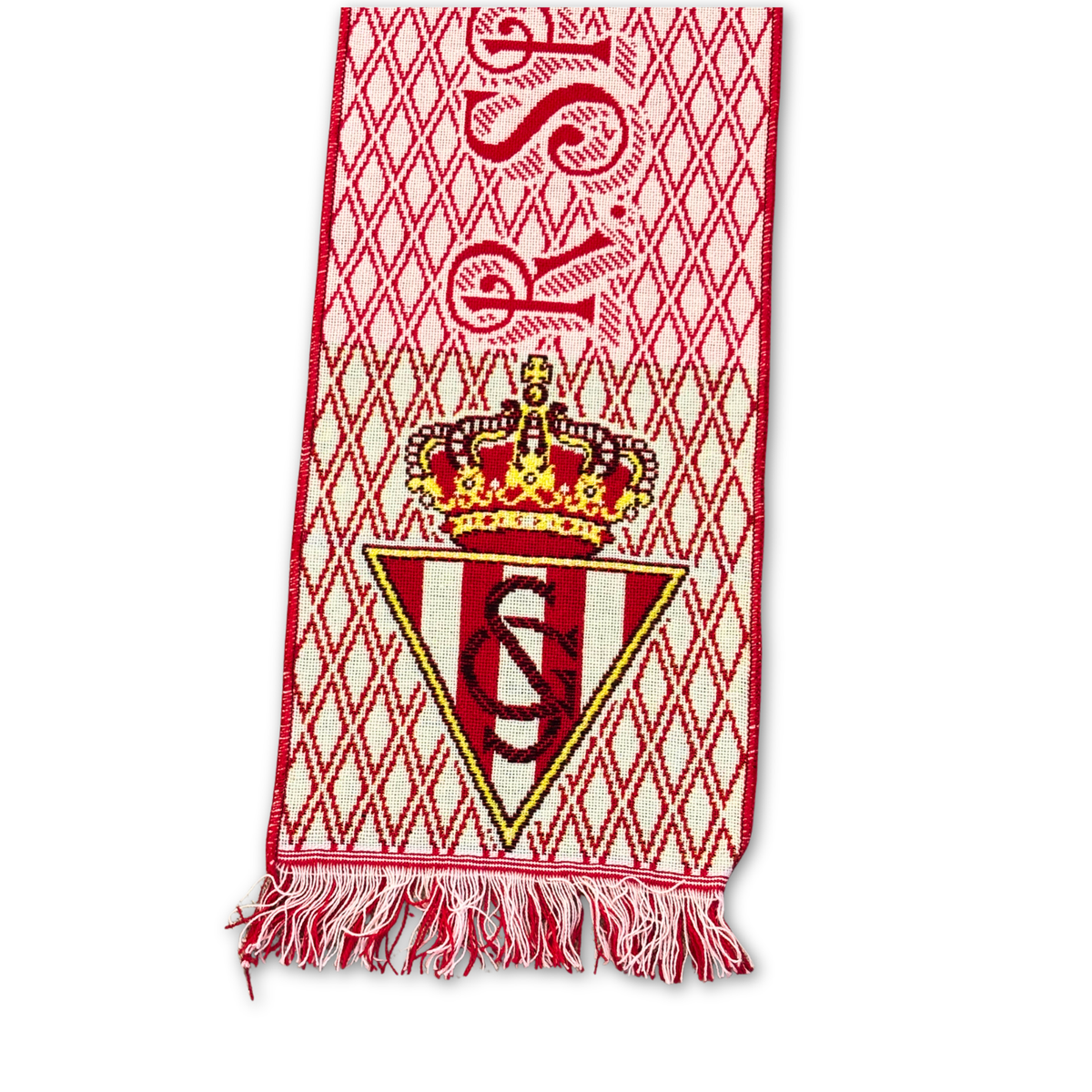 Bufanda de fútbol vintage Sporting de Gijón años 90 rojiblanca